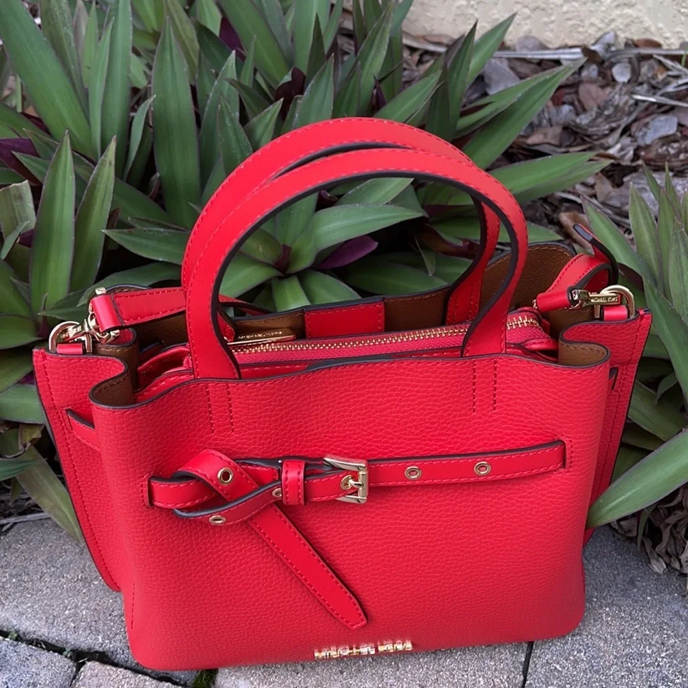 MICHAEL KORS EMILIA SMALL SATCHEL DARK SANGRIA - Picture 5 of 16